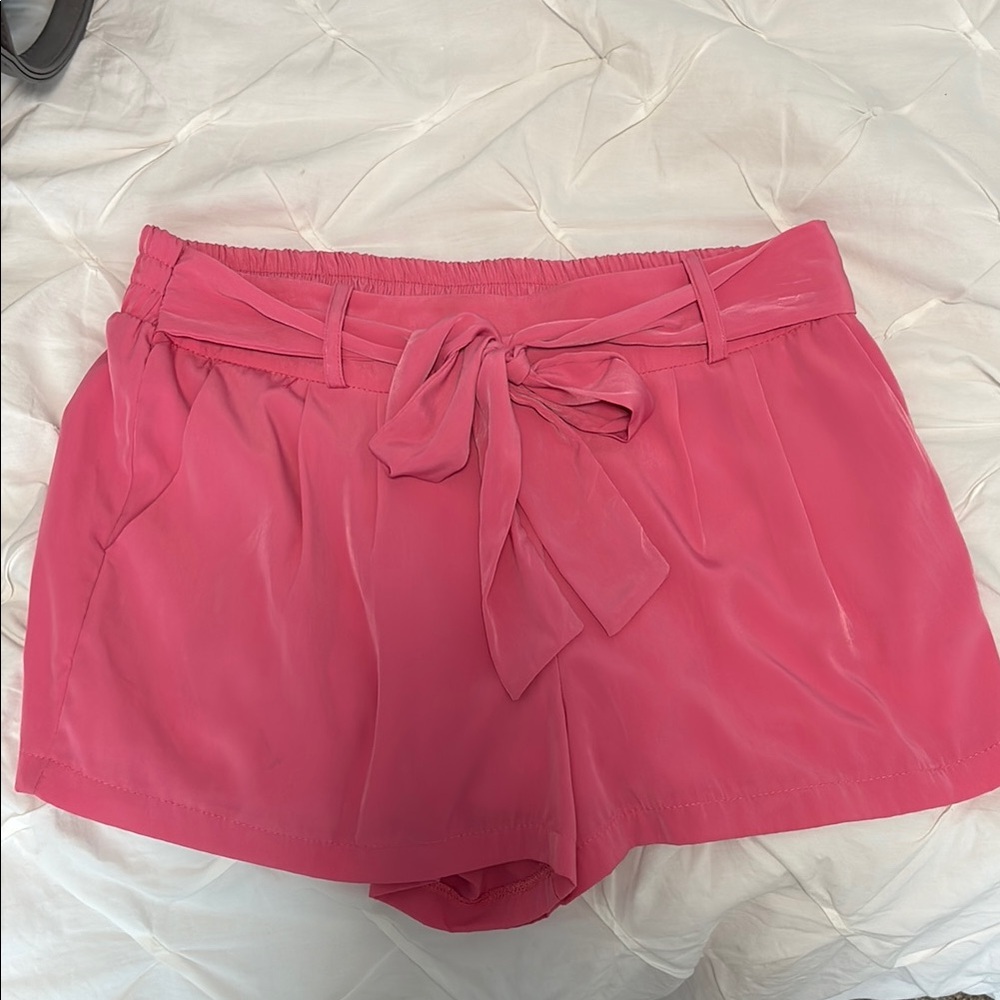Blue Rain High Waist Pink Shorts with Elastic Waistband